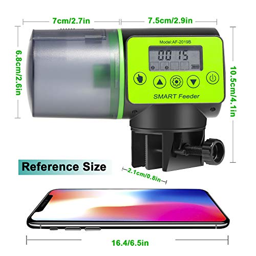 ShinePick Automatic Fish Feeder Moisture-Proof Fish Food Dispenser Battery-Operated Intelligent Timer Auto Feeder for Turtle Pond Aquarium and Fish Tank