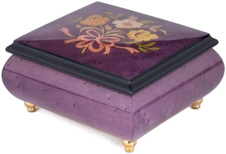 Italian Hand Crafted Inlaid Natural Wood Musical Jewelry Box - Plays Waltz of the Flowers