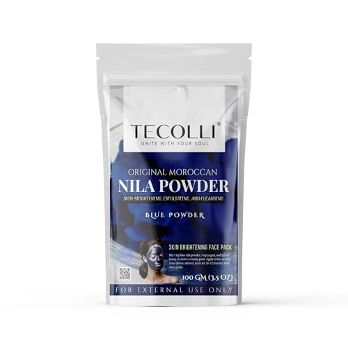 Original Moroccan Blue Nila Powder 100g – Pure & Natural Face Mask for Skin Brightening, Purifying, and Whitening