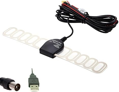 Eximtrade Car Analog TV Digital TV DVBT ATSC ISDB Radio FM Antenna Signal Amplifier for Car DVD Stereo (IEC + USB)