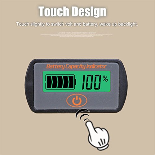 GCARTOUR Battery Capacity Indicator, Digital LCD Display, 12V 24V 36V 48V Lead-Acid Lithium Battery Fuel Gauge Monitor Meter Voltmeter Tester for Auto Motorcycle Vehicle Golf Cart Car (Grey, 24V)