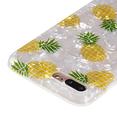 DAMONDY for iPhone 7 Plus Case, for iPhone 8 Plus Case,3D Marble IMD Cute Sea Shell Pearl Design Shockproof Bumper TPU Soft Rubber Silicone Protective Cover Case for iPhone 7 Plus-Pineapple