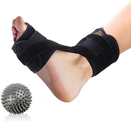 Dorsal Night and Day Splint for Effective Relief from Plantar Fasciitis- Fits Right and Left Foot with Hard Spiky Massage Ball for Men & Women, Comfortable Fit with Easy Adjusting
