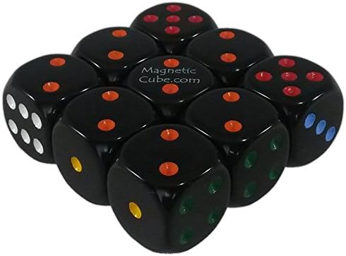 MagneticCube 3x3x1 Dice Puzzle: Black Opaque w/ Multicolor Pips