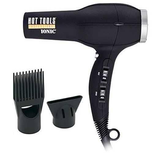 Click Here to See More Images Hot Tools IONIC QUIET Blow Dryer with RUBBERIZED BODY and Multiple Heat/Speed Combinations, Bonus Free Attachments Included