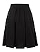 Doublju Elastic Waist Flare Pleated Skater Midi Skirt for Women with Plus Size Black Large
