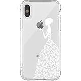 iPhone X Case, JAHOLAN Amusing Whimsical Design Clear Bumper TPU Soft Case Rubber Silicone Skin Cover for Apple iPhone X - White Beautiful Butterfly Girl