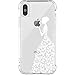 JAHOLAN Case for iPhone X Amusing Whimsical Design White Butterfly Girl Clear Case Soft Bumper TPU Rubber Silicone Cover Phone Case for iPhone X (2017) / iPhone XS (2018)