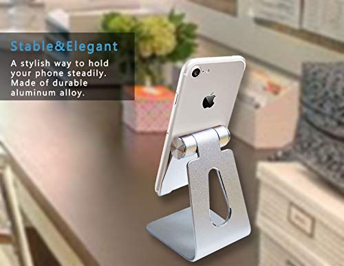 Phone Stand for Desk, Oternal Adjustable Phone Tablet Stand Holder Dock, Compatible with All Smart Phones and Tablet Display, iPhone X XS Max XR 8 7 6 6s Plus 5 iPad 2 3 4 Mini Samsung Huawei (Silver)