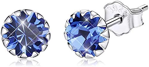 925 Sterling Silver Birthstone Stud Hypoallergenic Earrings For Women Teen Girls Birthday Christmas Day Gift