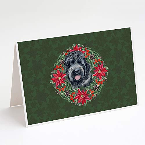 Caroline's Treasures CK1543GCA7P Black Russian Terrier Poinsetta Wreath Greetin…