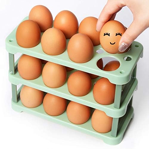 Ease.Life 24 Egg Holder for Refrigerator with 3 Reusable Egg Cartons BPA Free Plastic Egg