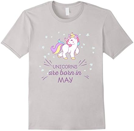 Mens Unicorns Are Born in May - Cute Princess T-shirt XL Silver