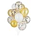 12 In Gold,White and Confetti Balloons For bridal shower Party Decorations Supplies Pack of 50,3 Style