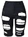 olrain Womens High Waist Ripped Hole Washed Distressed Short Jeans 12 Black