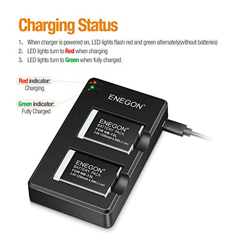 ENEGON NB-13L Replacement Battery Pack (2 Packs) and Dual USB Charger for Canon PowerShot G5X, G7X, G7X II, SX720, SX730, SX740, SX620, G1X III, G9X, G9X II Cameras