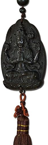 Duojimi accessories jewelry four car Jushi arm a Buddism godness Guanyin (_ _ ebony pendant Jushi four arm _ a Buddism godness Guanyin black)