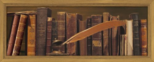 Librairie Ii Retro Shelf Beautiful Vintage Feather Quality Pen Amazing Library Poster 20X8