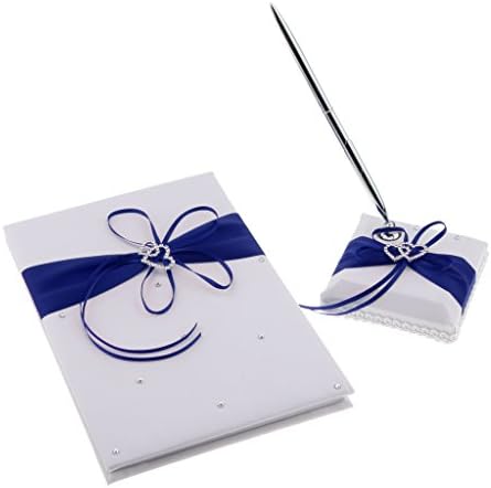 3点 サテン クリスタル ゲストブック ペン 品質検査済 ペンスタンド レセプション 青 芳名帳 3色選択 結婚式