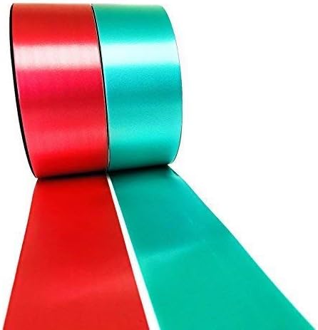 INERRA Ribbon Multipack - 2 x 100 Yard Rolls (Red & Emerald Green) Wedding Flowers Gift Decoration & Christmas