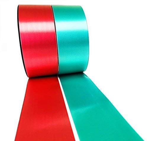 INERRA Ribbon Multipack - 2 x 100 Yard Rolls (Red & Emerald Green) Wedding Flowers Gift Decoration & Christmas
