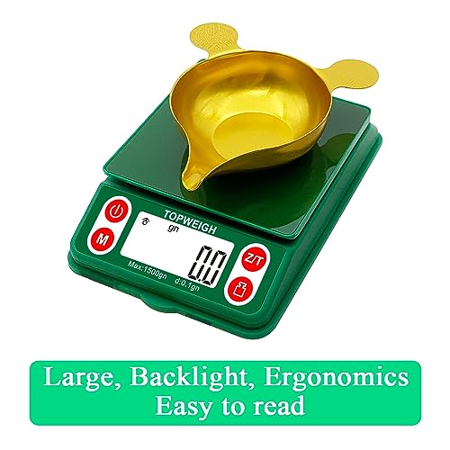Digital Reloading Scale, 2 Metal Powder Pans, Grain Scale Green, Easy