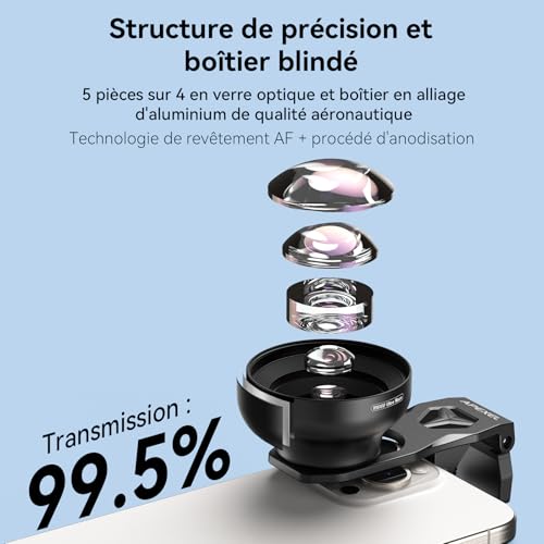 APEXEL HB100 Ultra Objectif Macro HD F1.05 45 Modes Lumière & Revêtement AF,Objectifs pour Téléphones Portables pour Smartphones iPhone, Samsung et Pixel