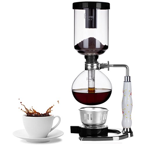Syphon Coffee Maker Machine, 3 Cups Siphon Vacuum Coffee Maker Glass Brewer Pot Filter Bottle