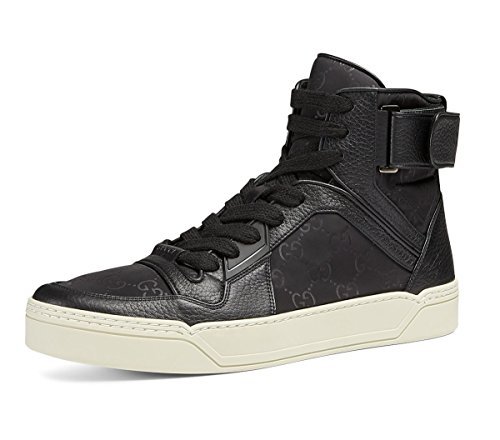 Gucci men s nylon guccissima high-top sneaker, black (n…