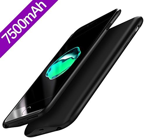 Loacy Battery Case for iPhone 8 Plus 7500mAh Portable Protective Charger Case Rechargeable 5.5inches Extended Battery Pack Lightning Cable Input Mode for iPhone 6 Plus/6s Plus/7 Plus/8 Plus(Black).
