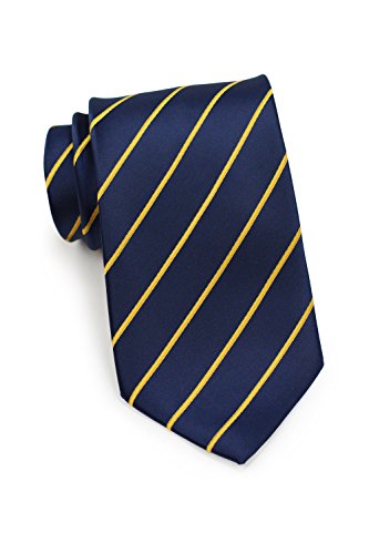 Bows-N-Ties Men's Necktie Pencil Striped Microfiber Satin Tie 3.25 Inches (Navy and Golden Yellow)