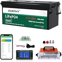 OGRPHY 48 Volt Lithium Battery for Golf Cart with 18A Charger, 48V Lithium Battery with 200A BMS, LCD & Mobile Monitor, 5.12kWh with 10.24kW Output, 1000A Peak Current for Golf Cart(100AH)