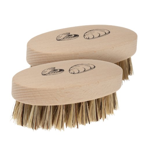 Brstenhaus Redecker Mussel Brush with Natural Beechwood Handle, 3-3/4-Inches, Set of 2