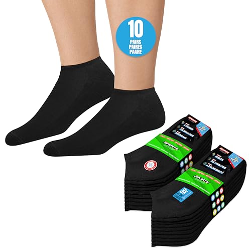 10 Paia Calze Corte Uomo Estivi Basse Calzini Corti Donna Sportivi Spugna, (EU 39-42, Nero)