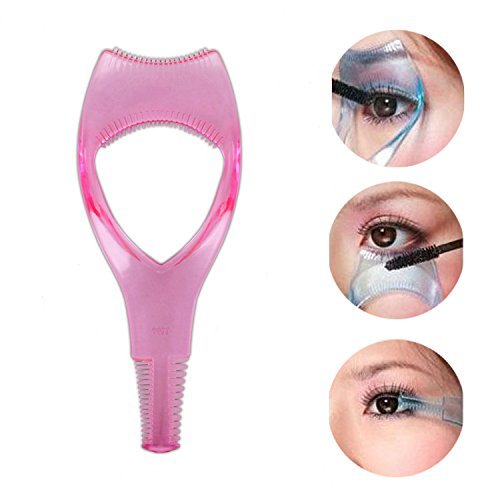 2PCS Women Lady Upper Lower Eyelash Mascara Guard Applicator Guide Template with Eyelash Comb Girls Plastic Eye Lash Assistant Helper Stencil Shaper for Beginners Cosmetic Makeup Tools