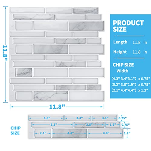 Art3d 10Sheet Premium Stick On Kitchen Backsplash Tiles, 12"x12" Peel