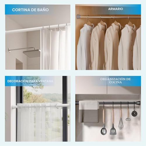 Shower Curtain Rod, No Drilling, Extra Long and Stable, Black, 85 - 65 cm, Diameter 32 mm