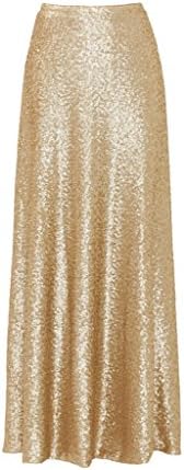 Uppretty Sequin Women Long Skirts Party Bridesmaid Formal Adult Skirt L Gold