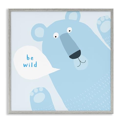 Stupell Industries Blue Be Wild Bear Gray Framed Giclee Art Design by Carla Dal…