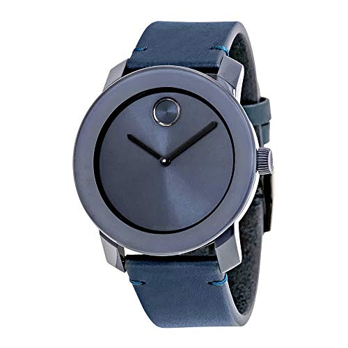 Movado Men's Swiss Quartz Stainless Steel and Leather Watch, Color: Blue (Model: 3600370)