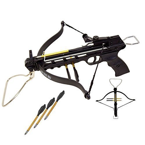 Rogue 80 lbs Aluminum Pistol Crossbow with Build-in Arrow Holder (Black w/ 27 Arrows)