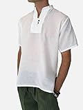 Men's White Japanese Collar Shirt 100% Cotton Hippie Yoga Top