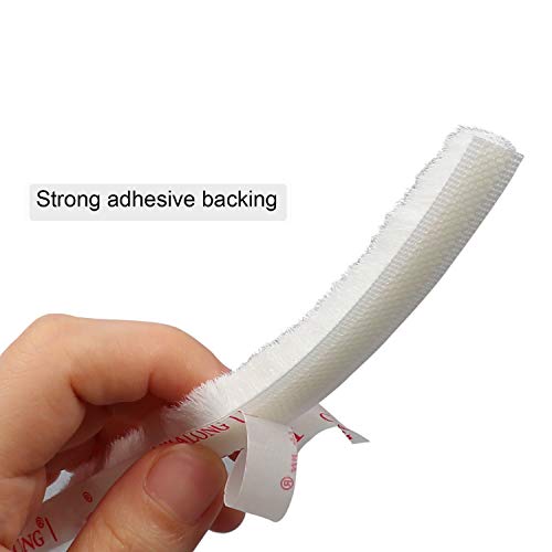 TORRAMI Fuzzy Brush Seal Weatherstripping for Window and Door 11/32 inch x 11/32 inch x 16 ft, Self-Adhesive Felt Insulation Sealing Strip Wind Dust Draft Insect Proof, White