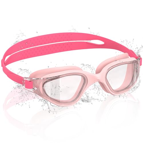 Ambienden Swimming Goggles for Children, HD 180° Wide Angle Vision Swimming Goggles for 3-14 Years, Anti-fog, UV Protection, Quick Fit, Silicone Seal for No Leaks, Swimming Goggles Unisex