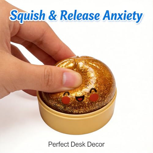 Simulation Glitter Dumpling Fidget Toy, Soft Squeeze Squishy Toy with Steamer Box, Anti Anxiety Sensory Toys, Cute Home Table Decor, Novelty Birthday Daily Gifts for All Ages