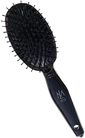 Leyla Milani Hair Detangler Brush - Miracle Brush Human Hair Brushes for Sensitive Scalp, Gentle Detangling, Shine, Volumizing, Nylon Boar Bristle, Best Paddle Brush for Women, Men, Kids (Black)