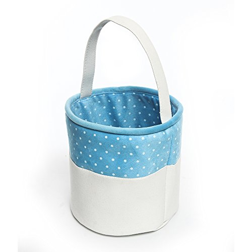 Easter Bucket Dot Easter Basket for Children Egg Hunt (Blue)