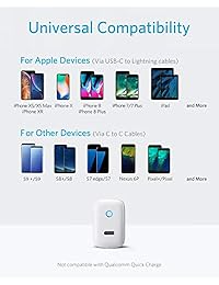 Anker Cargador de pared USB C, 15 W, 5 V 3 A, PowerPort C 1 tipo C, súper compacto con indicador LED, enchufe plegable para iPhone Xs Max XR 8, Pixel 3 2 XL, iPad Pro, Galaxy S9 S8 Plus, y más