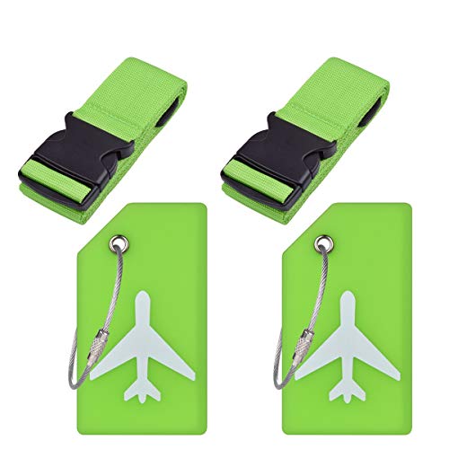 2Sets Travel Luggage Accessories-Luggage Straps and Luggage tags-Green