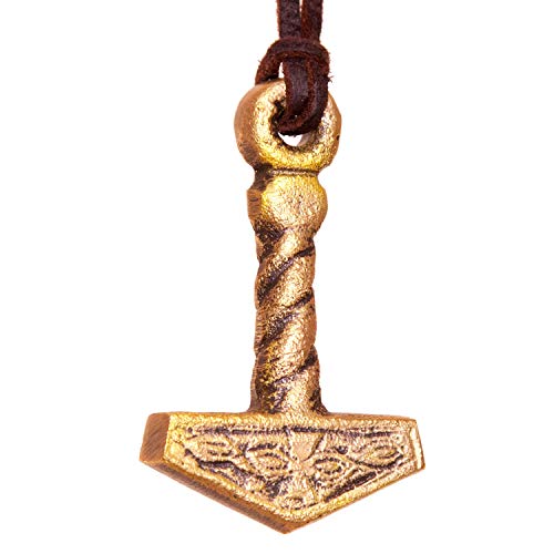 Norse Tradesman Handcrafted Thor's Hammer Mjolnir Pendant Necklace Solid Brass with Adjustable